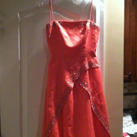 Coral color formal dress