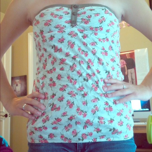 Strapless Floral Top