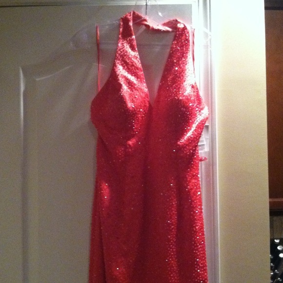 Watermelon color formal dress