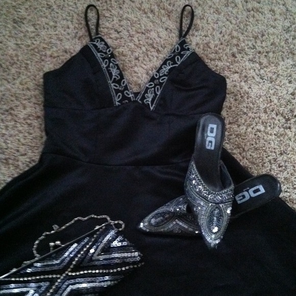 Black, spaghetti strap dress