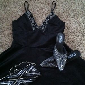 Black, spaghetti strap dress