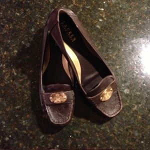 Ralph Lauren brown leather loafers.