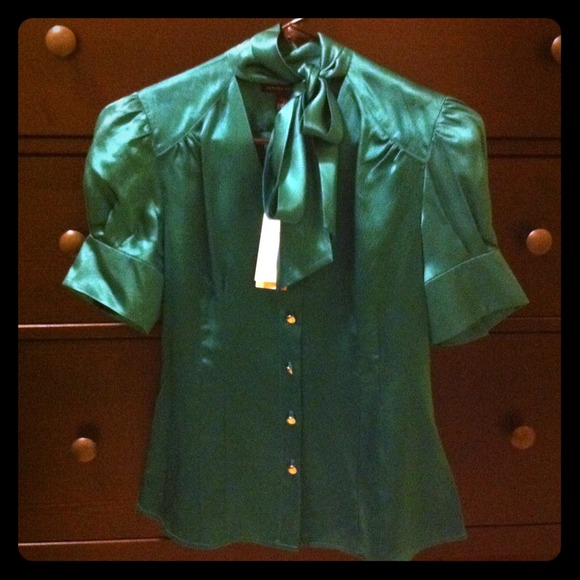 Banana Republic emerald green silky blouse