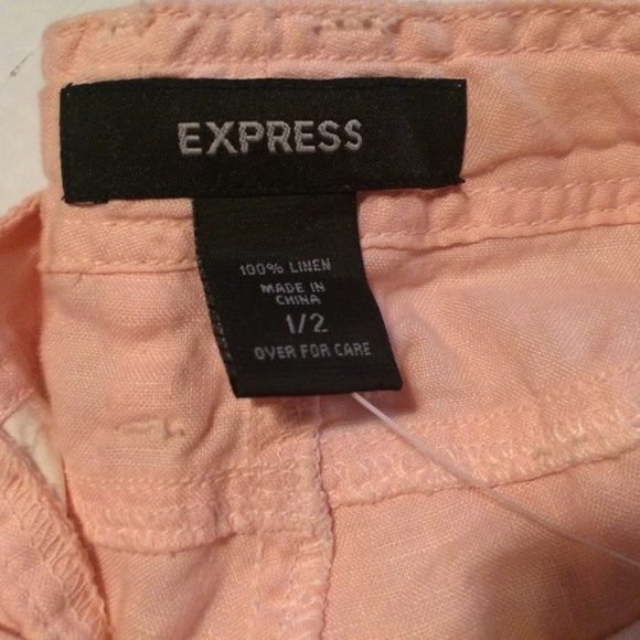 Express - Pink Linen Capri Pants - Picture 2 of 2