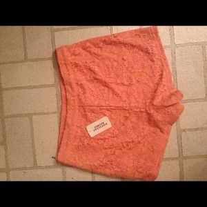 Coral lace shorts