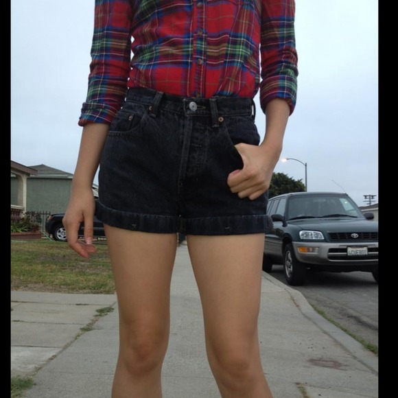 Vintage waist high jean shorts