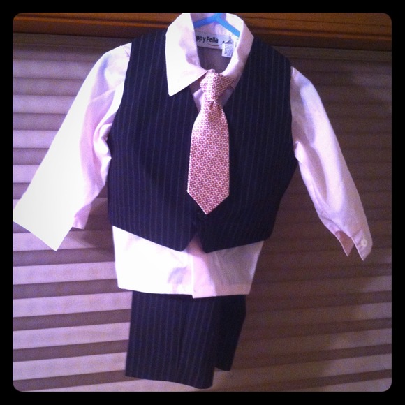Pink pinstripes. Adorable boys tux. 18 months