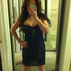 Black sparkling dress..