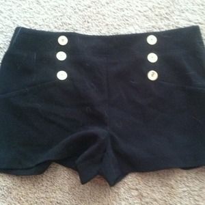 NWOT Black High Waisted Shorts with Gold Buttons