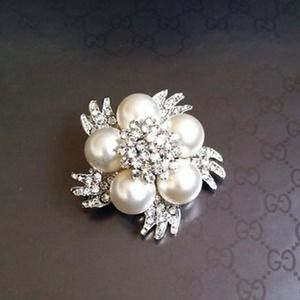 Rhinestone Pearl Brooch New with Tags