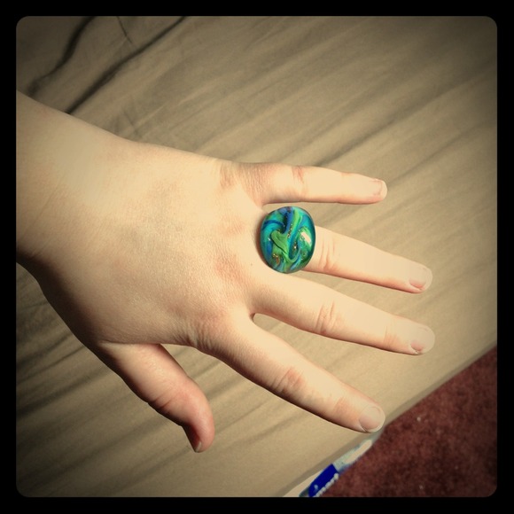 💍Green/blue/gold swirl ring💍 - Picture 1 of 4