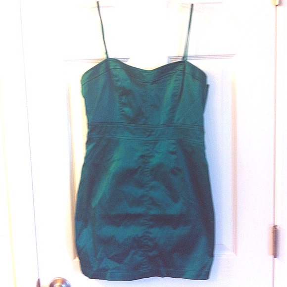 Emerald green spaghetti strap mini!