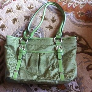 Lime green large shoulder handbag