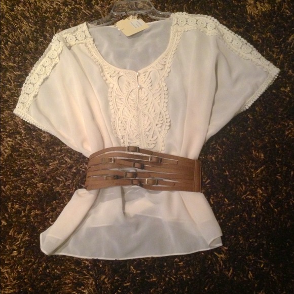 ! Tops - Cream Detailed Dress Blouse(reduced)