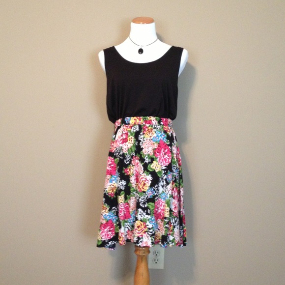 Xhilaration Black & Floral Summer Dress