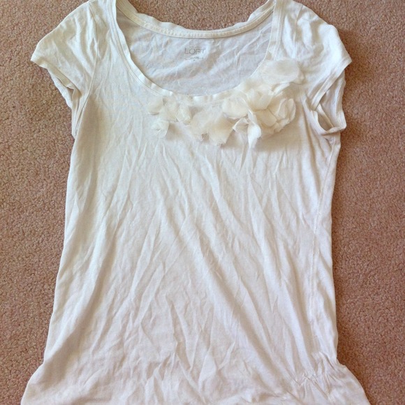 Cute white shirt with flowers on it, barely worn