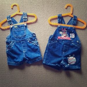 Two Jean Overalls Size 12 months