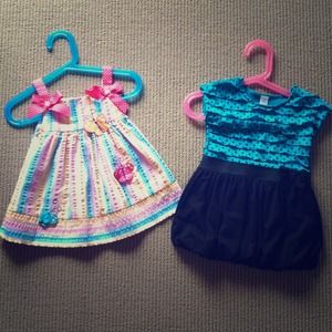 Two Cute Dresses Size 12 and 18 months