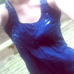 Blue Sequin Tank Top