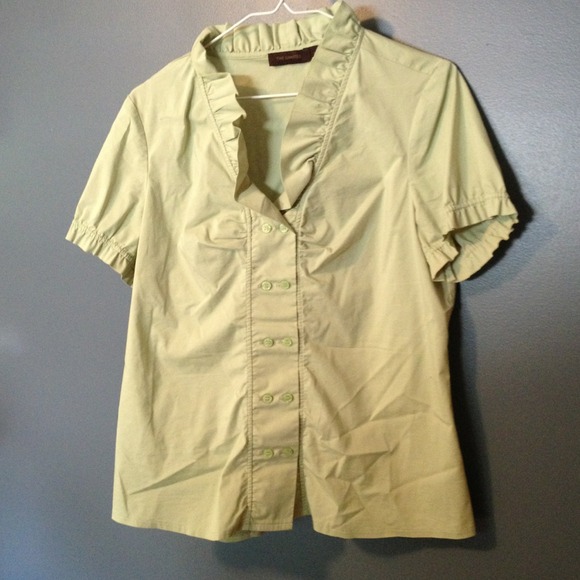 Mint green ruffled blouse