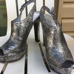 Silver studded BCBGeneration peep toe heels.