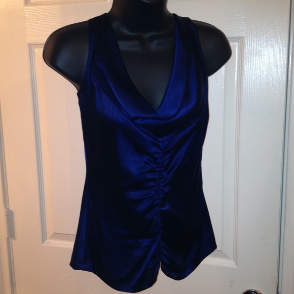 ❌❌ SOLD Cache Dark Navy Silk Blouse 🌟🌟
