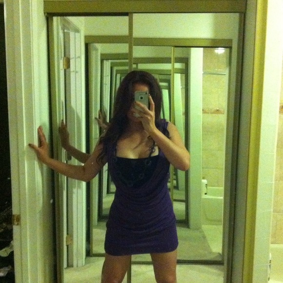 New purple/black dress with a necklace accent.