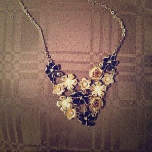 Gold and Black flower necklace