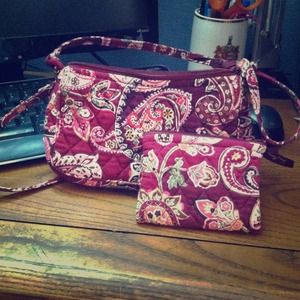 !BundleCute Vera Bradley Maroon Bag and Coin Pouch