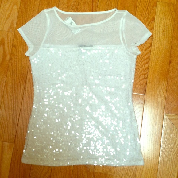 Sold***WHBM white sequin top