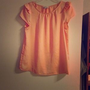 Satin-y feel, peach blouse (never worn) w/out tags