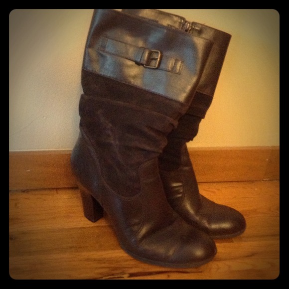 Chocolate brown leather and suede boots