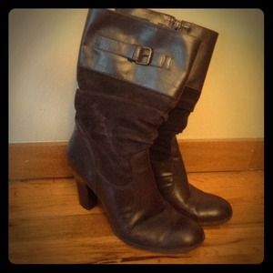 Chocolate brown leather and suede boots