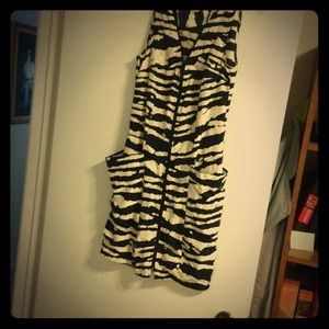 Michael Kors Silk Zebra and cream zipper dress