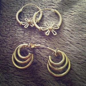 10k gold hoop earrings.Sold  as a set or separate.