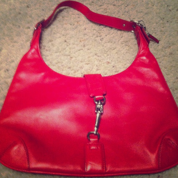Bright red leather -- authentic Coach purse