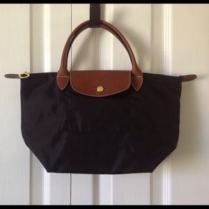 Longchamp style satchel bag BLACK