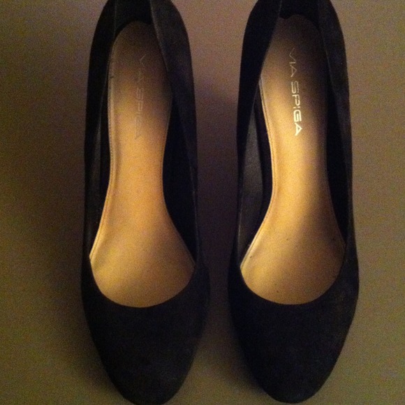 Via Spiga Black Suede Wedges
