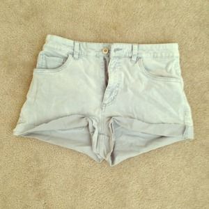 vintage high wasted light blue velvet shorts