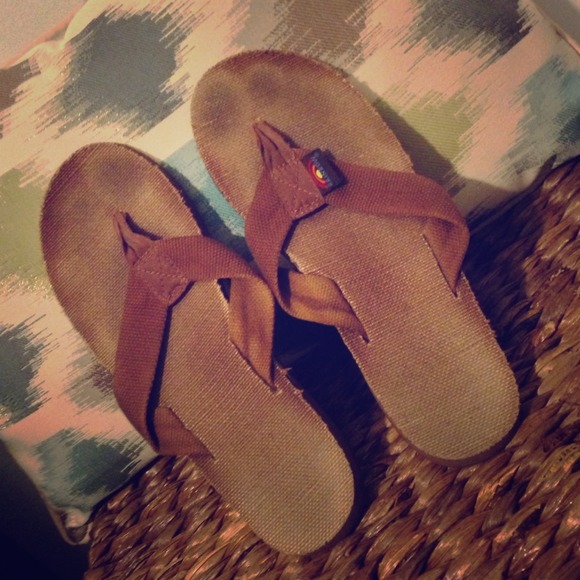 Brown Rainbow Hemp Flip Flops - LOTS of wear left!