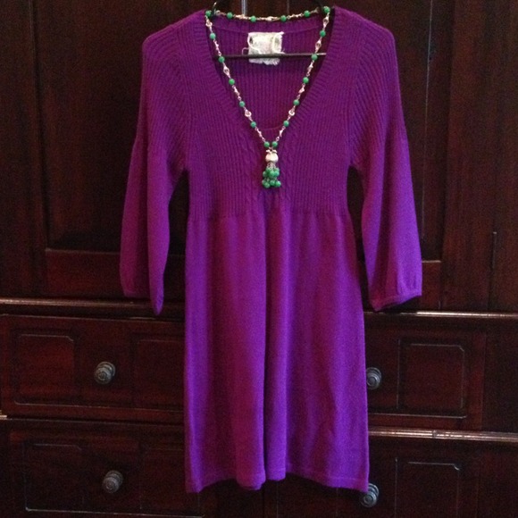 Bright purple sweater dress