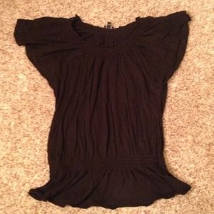 Express decorative tee with floral pattern sleeves