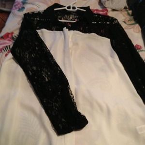 Long sleeved lace covered button down
