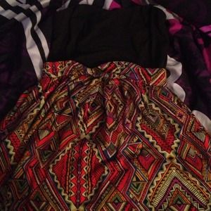 Size L Strapless Dress w/ Aztecan design