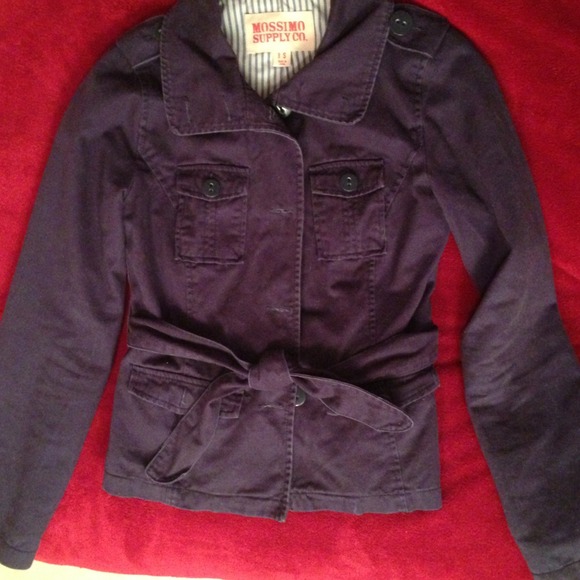 Navy Button Jacket With Sash