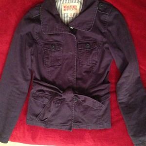 Navy Button Jacket With Sash