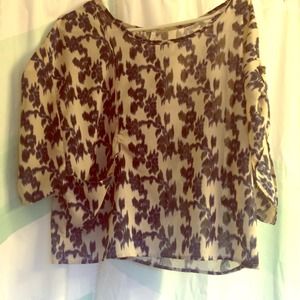 Navy Blue smudge print sheer top, super cute