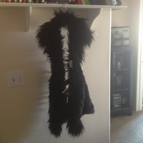 Versace for H&M black faux fur vest