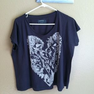Dark Grey Printed All Saints Tee