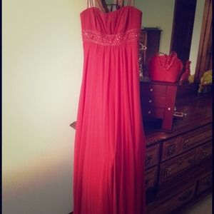 Apple Red Empire Waist Chiffon Dress